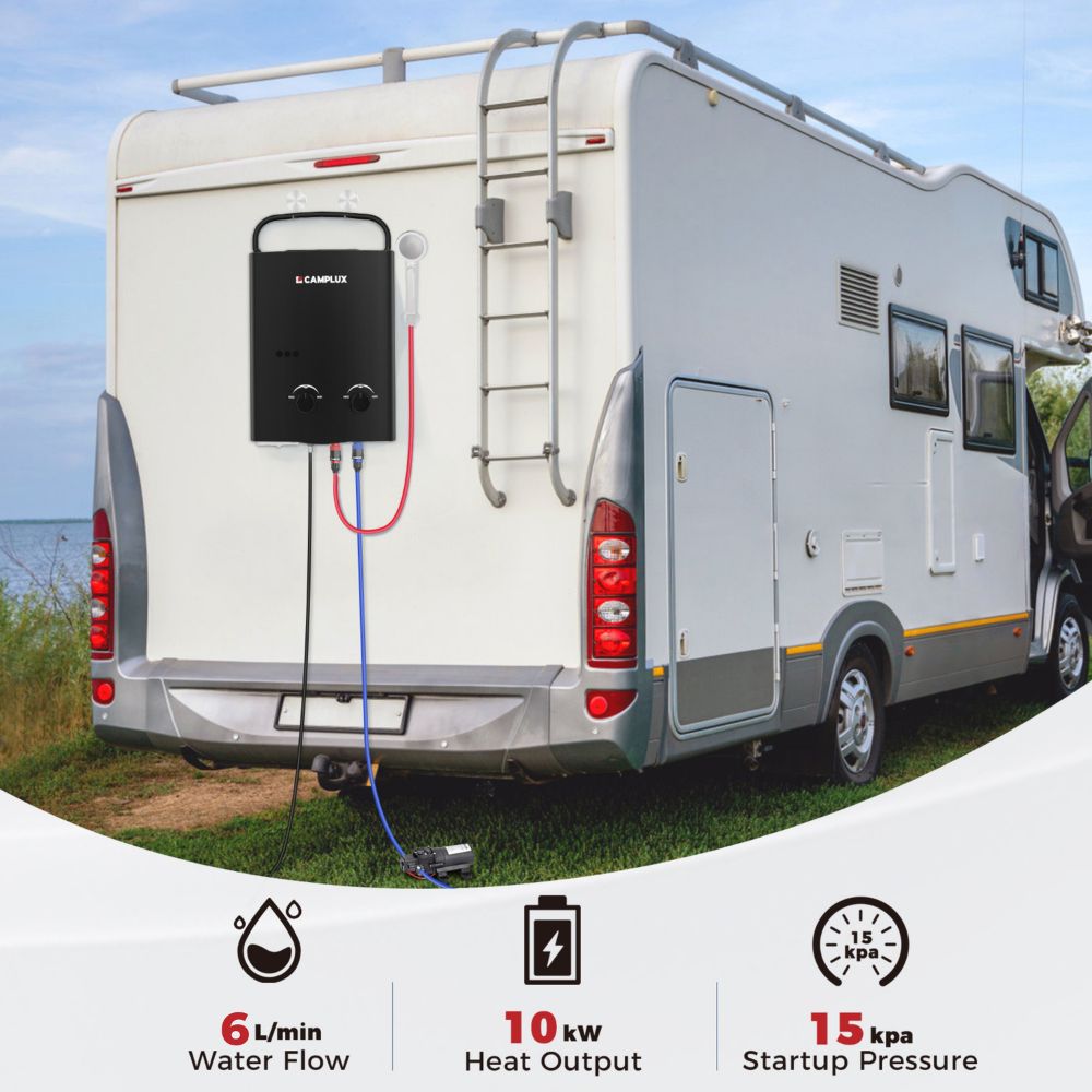 Camplux 5L Black Portable Water Heater w/ Pump Pack