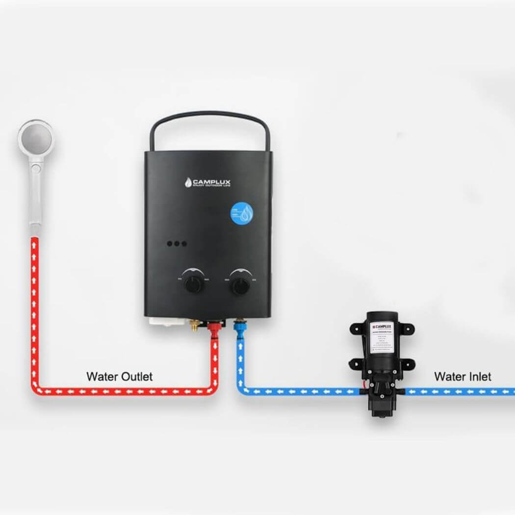 CAMPLUX 12V Pump 35PSI Self Priming Diaphragm 4.5LPM Caravan Shower Camping