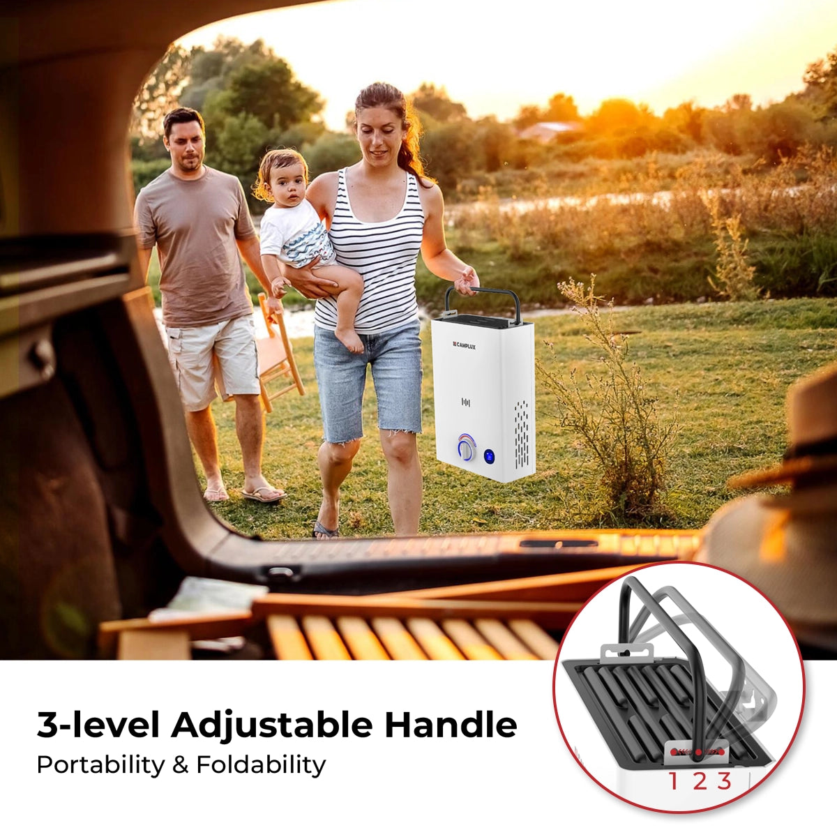 camplux F10 propane heater for Australian family caravan camping