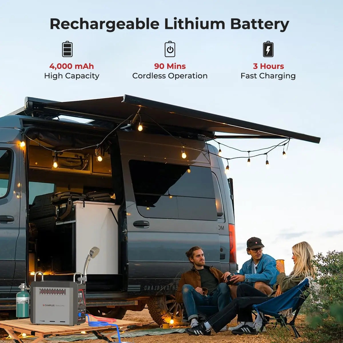 outdoor rv camping lifestyle with camplux nano 3 pro