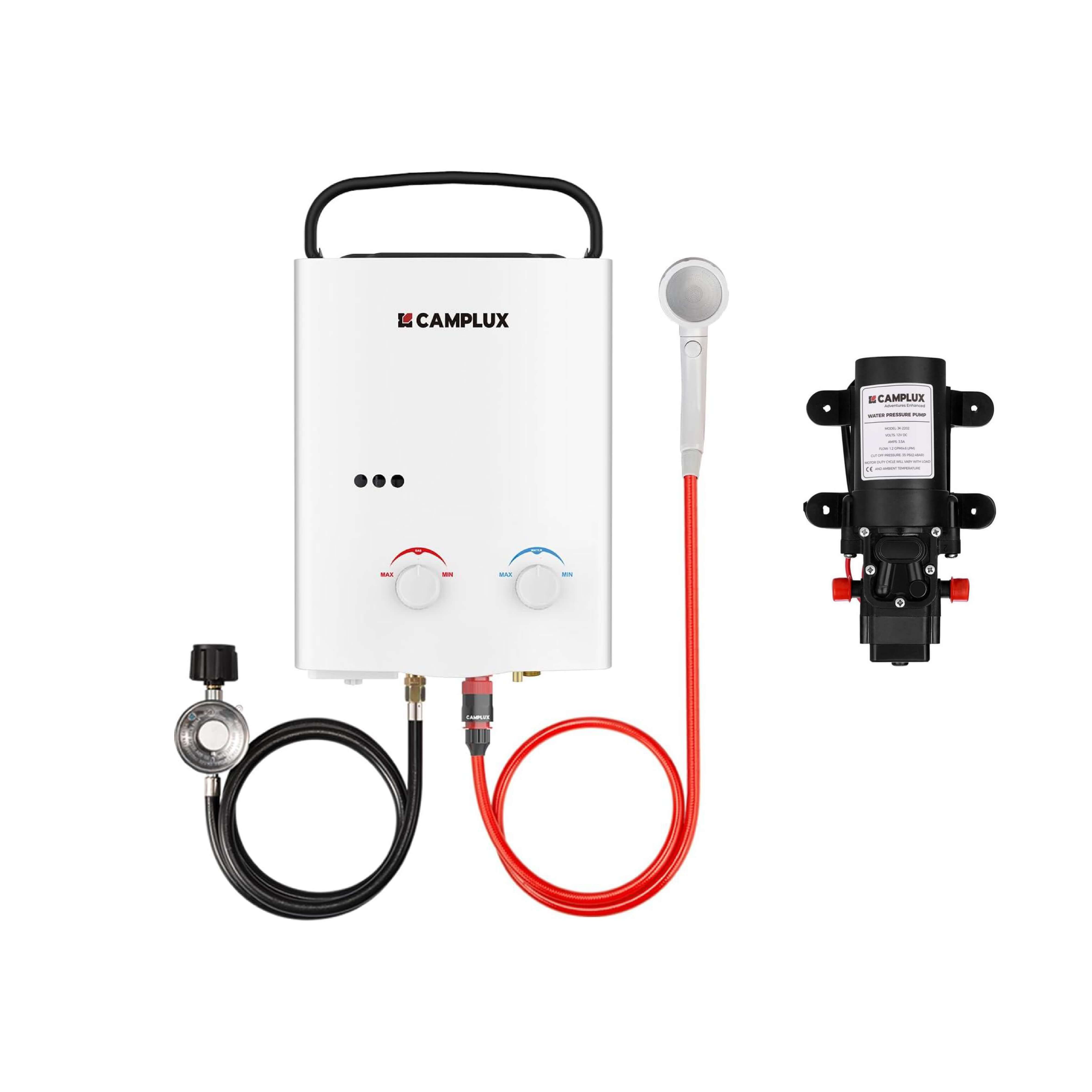 5 Liter Camplux Portable Water Heater & 4.3L Water Pump