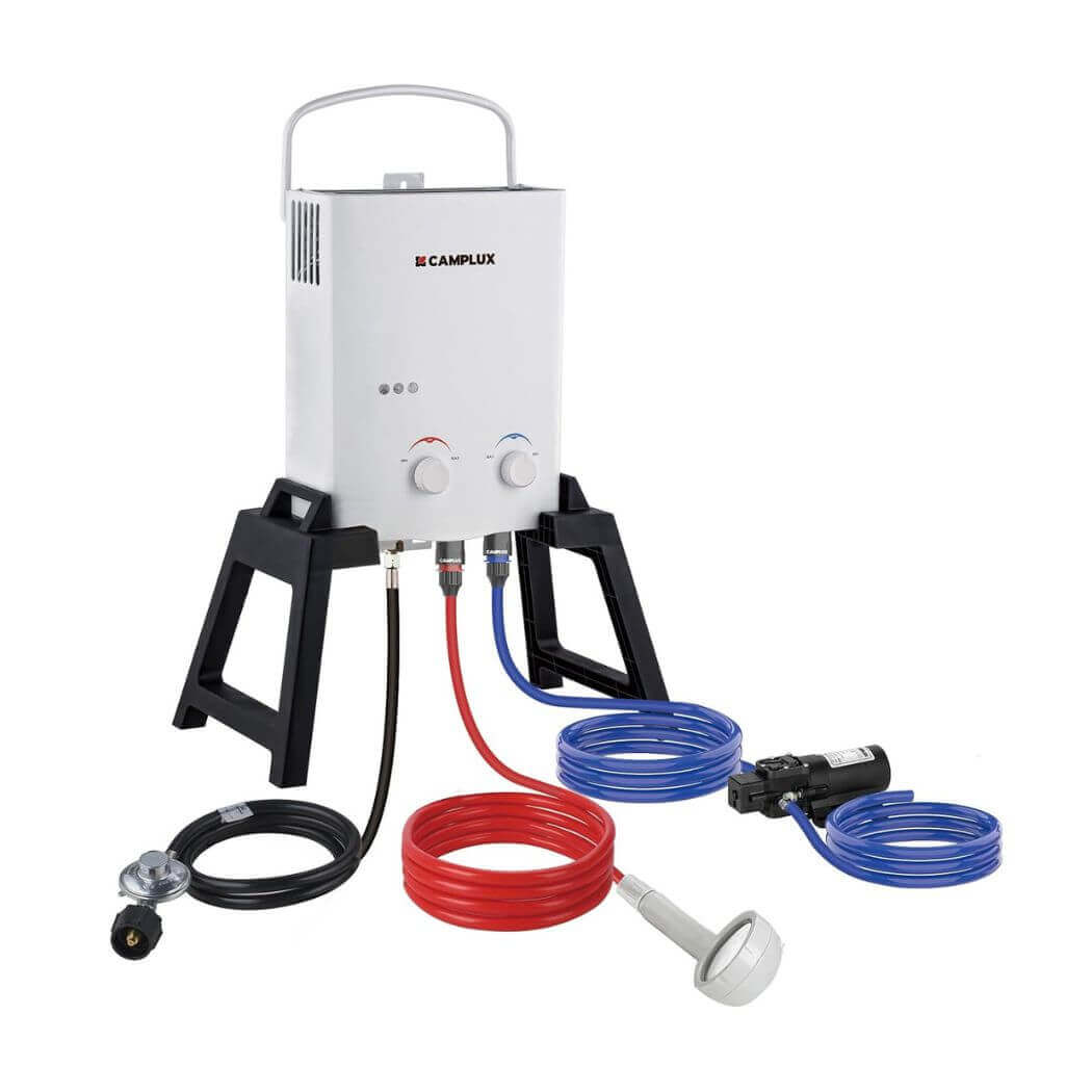 Camplux 5L Portable Water Heater w/ Stand & Pump Pack