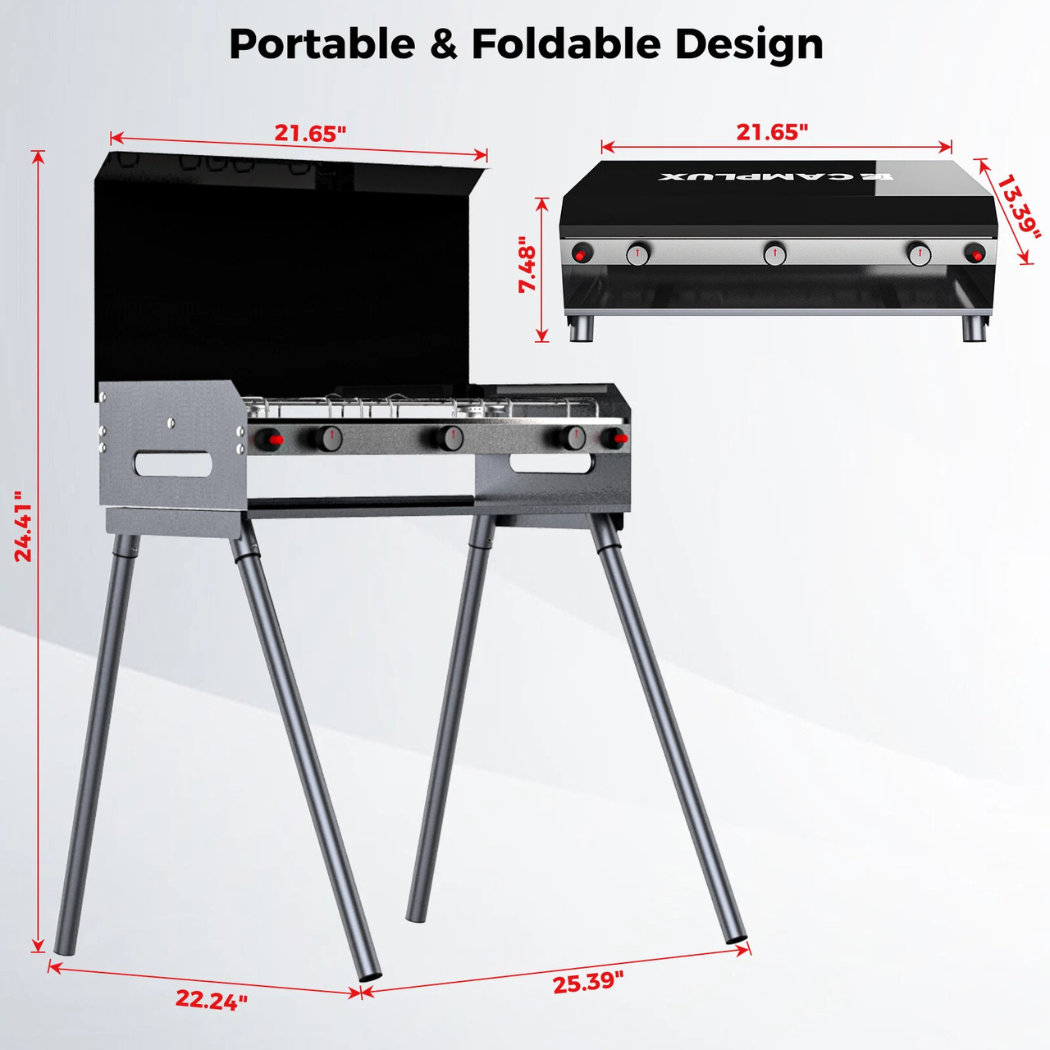 CAMPLUX Portable Camping Stove with Legs 2 Burner Gas Grill Butane BBQ Stove