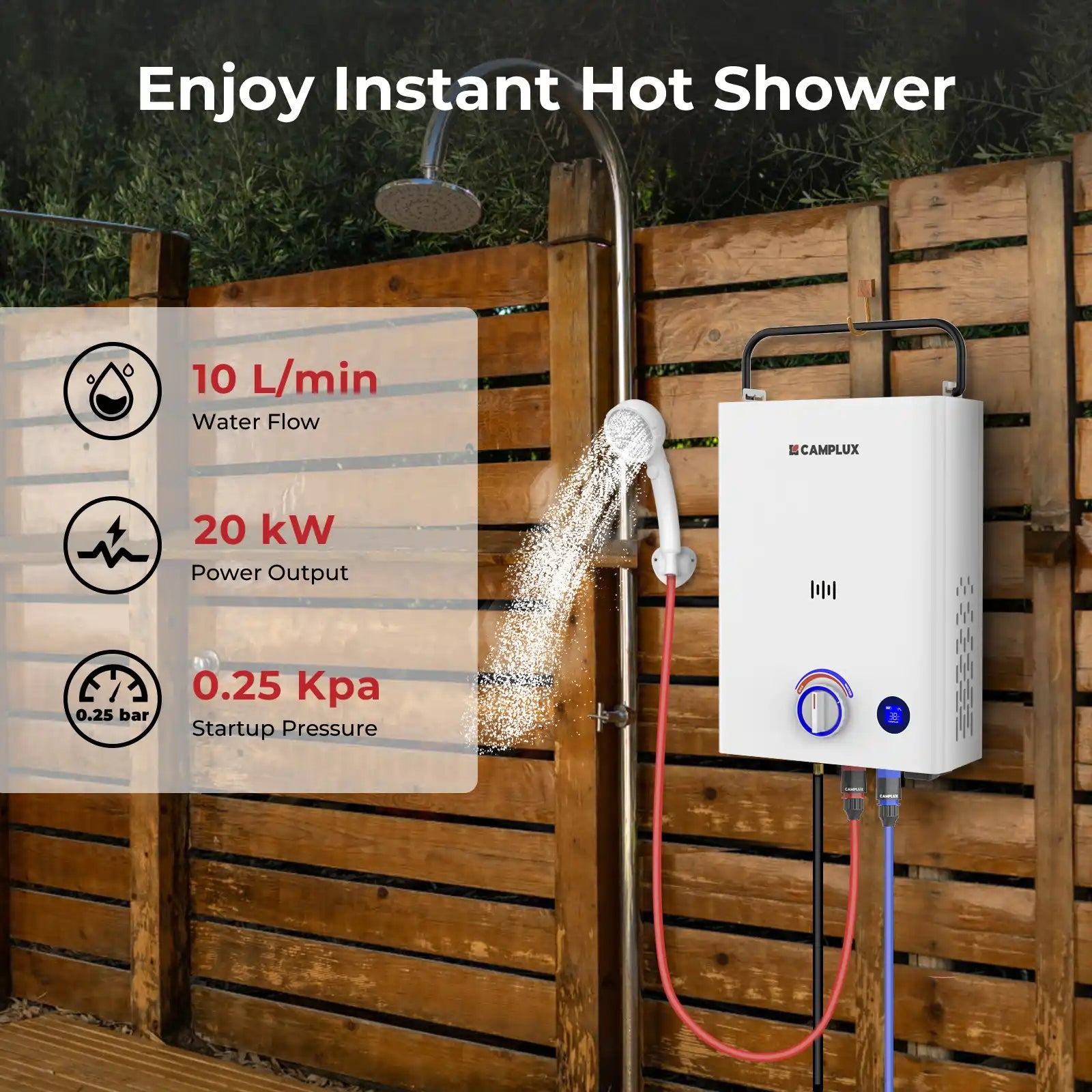 camplux f10 outdoor wall mounted water heater