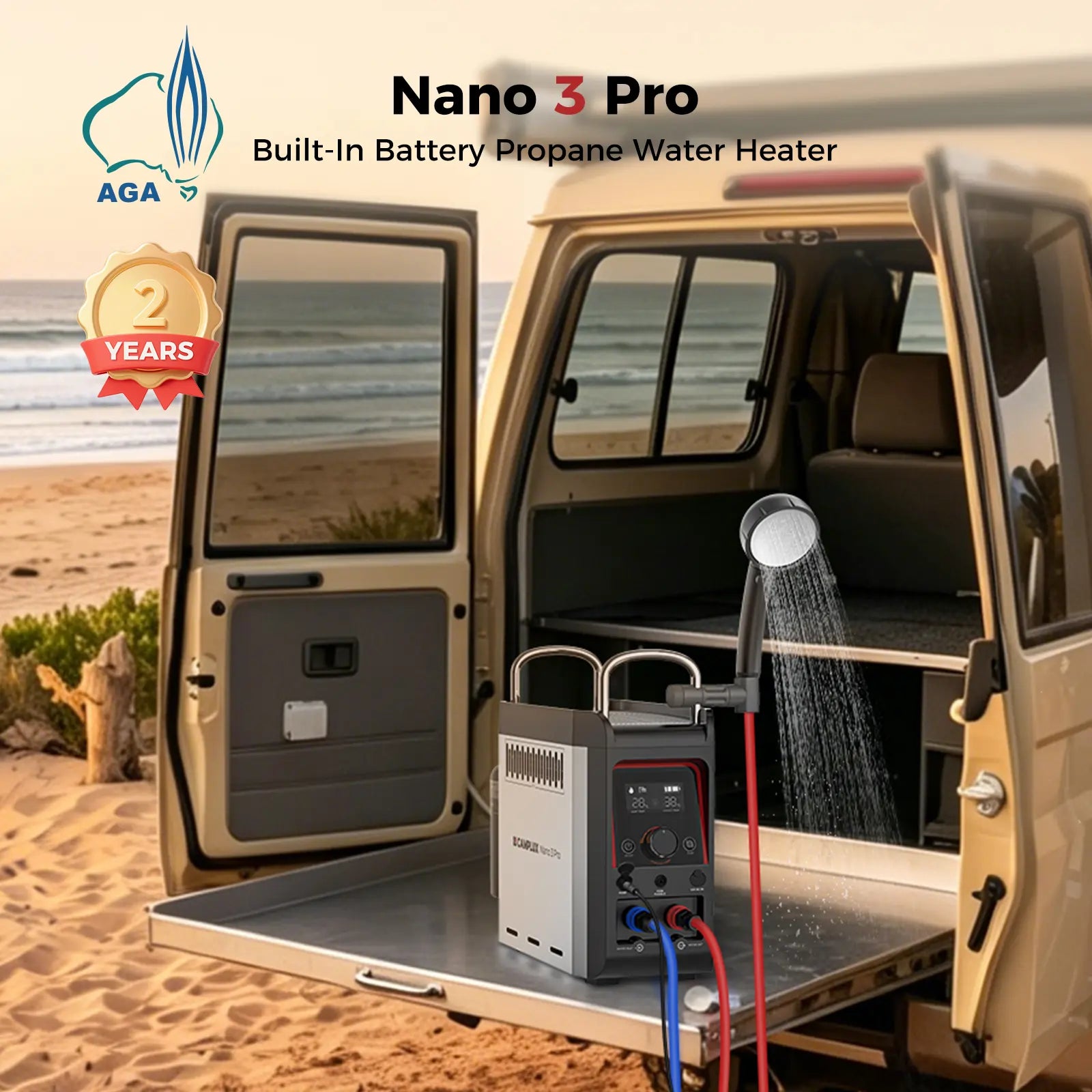 camplux nano 3 pro heater fitted on australian caravan
