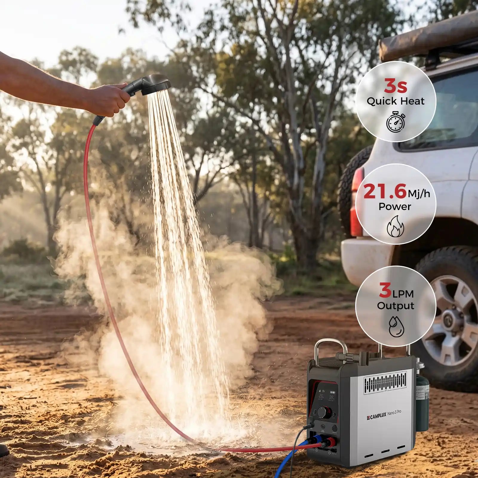 strong steady water flow demo of nano 3 pro shower