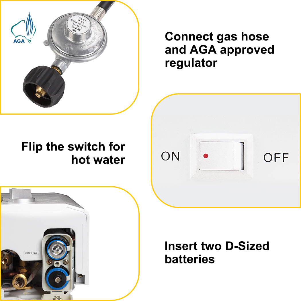 8 Liter Camplux Portable Water Heater with 6L Pump Pack