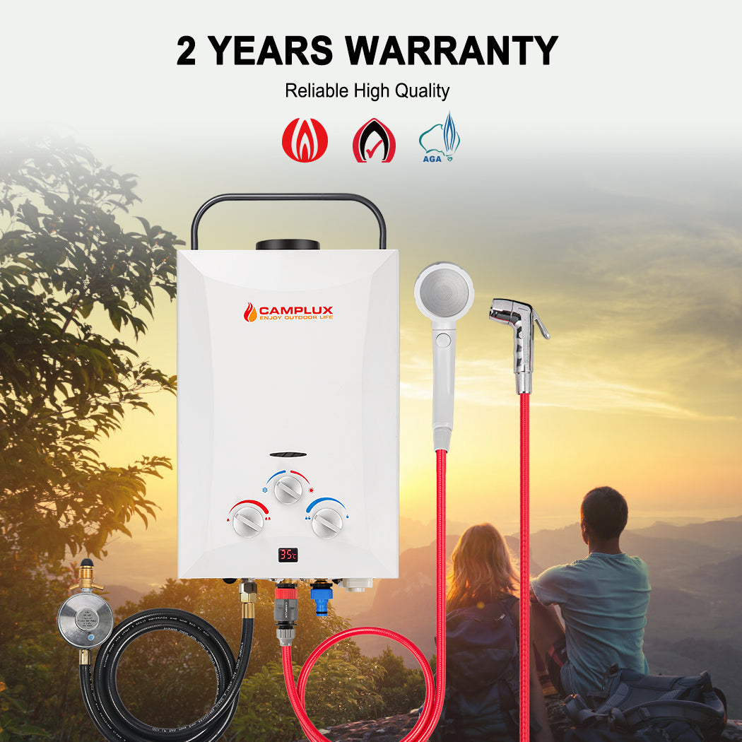 8 Liter Camplux Portable Water Heater with 6L Pump Pack