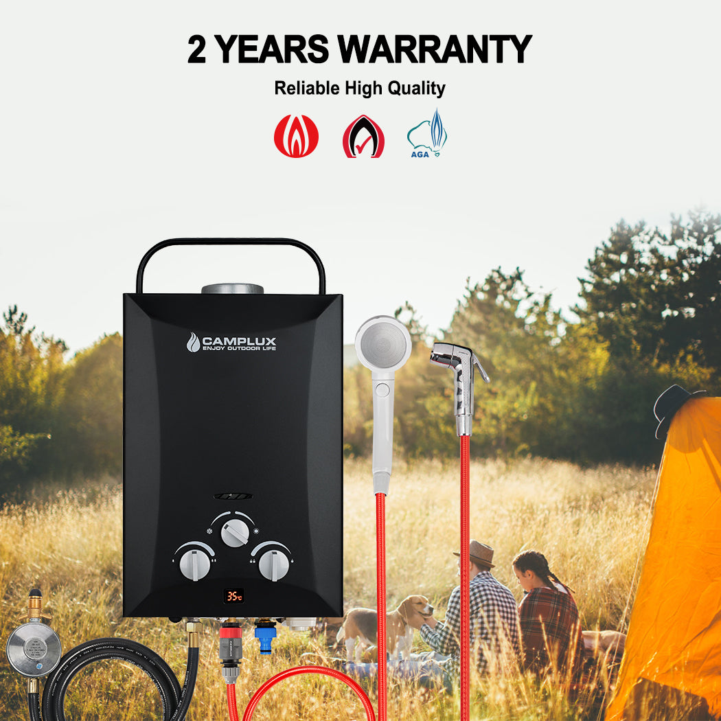 8 Liter Camplux Black Portable Water Heater with 6L Pump