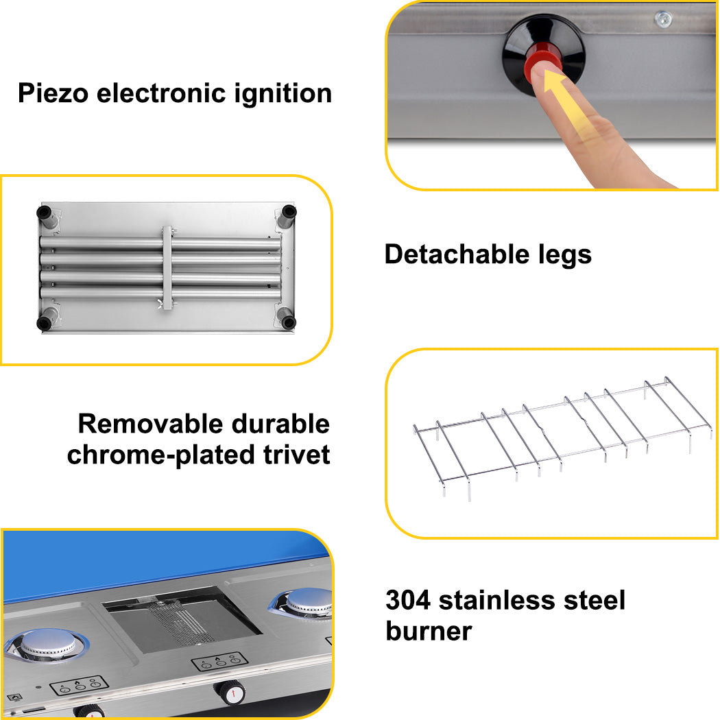 CAMPLUX Portable Camping Stove with Legs 2 Burner Gas Grill Butane BBQ Stove